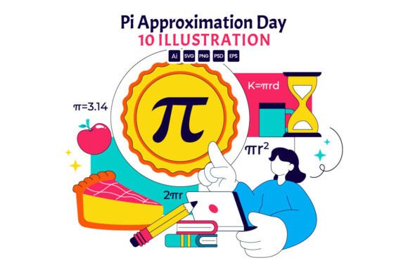 10 Pi Approximation Day Illustration