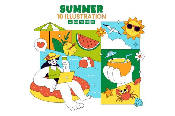 10 Summer Vacation Illustration Graphics