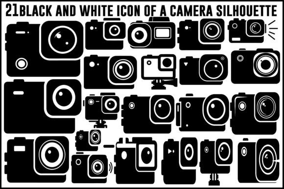 21 Black White Camera Silhouette Graphics & Illustrations