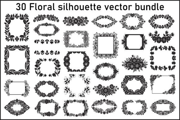 30 Floral Silhouette Vector Bundle: Graphics & Illustrations