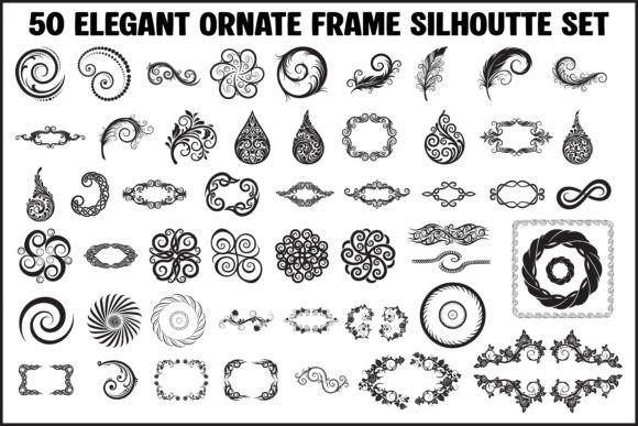 50 Elegant Ornate Frame Silhouette Set: Graphics & Illustrations for Local Branding