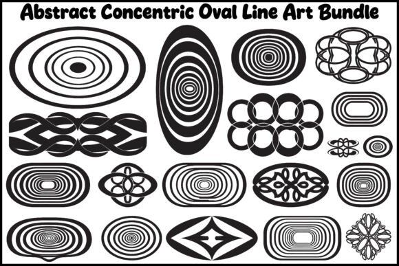 Abstract Concentric Oval Line Art Bundle: Graphics & Illustrations for Local Business