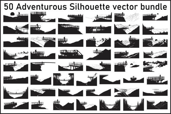 Adventurous Mountain Viewpoint Silhouette Graphics