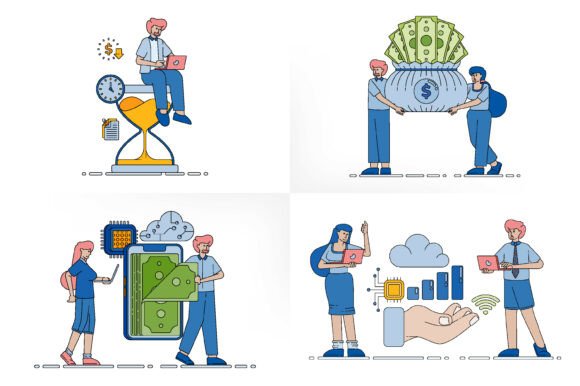 AI Finance and Investment Strategy Set Graphics
