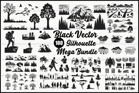 Black Vector Silhouette Mega Bundle