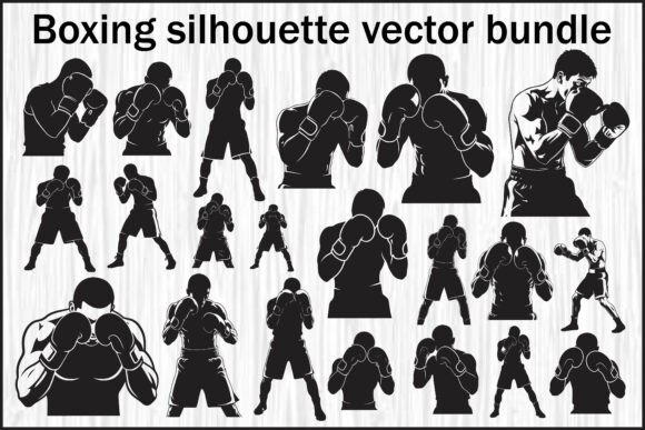 Boxing Fighter Silhouette Vector Bundle: Graphics & Illustrations for Crafters