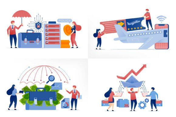 Business Finance and Travel Cloud System Graphics