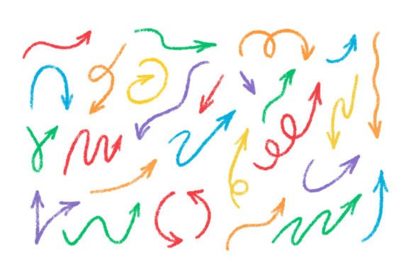 Crayon Doodle Chalk Arrow Sign: Graphics for Playful Web Elements