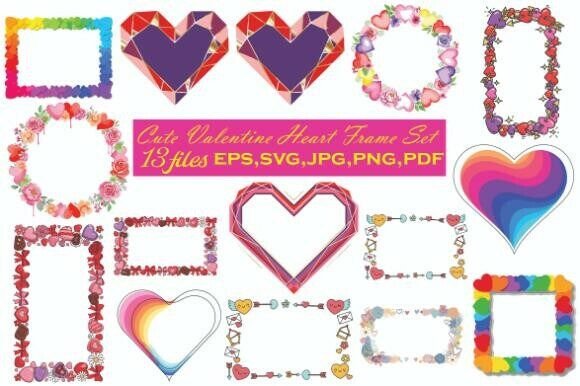 Cute Valentine Heart Frame Set: Graphics & Illustrations