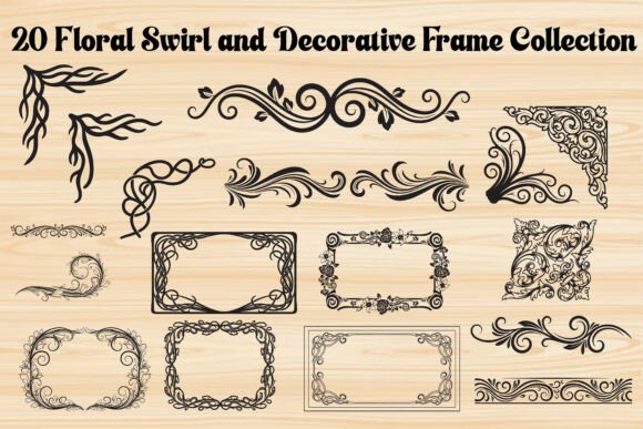 Floral Swirl and Decorative Frame Graphics