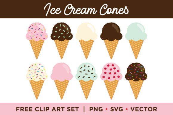 FREE Ice Cream Cones Clip Art Set