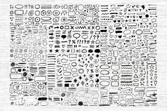 Hand Drawn Doodle Elements Bundle: Graphics & Decorative Elements