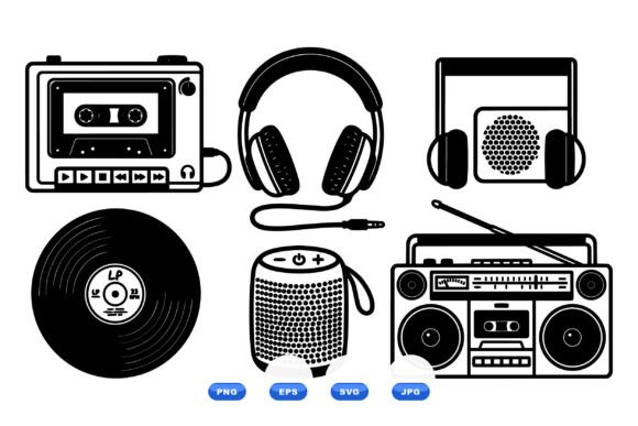 Retro Music Elements Clipart: Graphics for Crafts & Branding