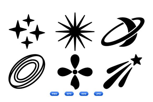 Retro Space Icon Clipart: Graphics for Crafts & Creative Publishing