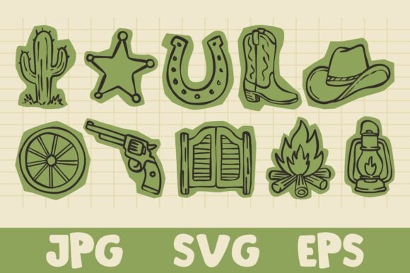 Scrapbook Hand Drawn Western Element Graphics