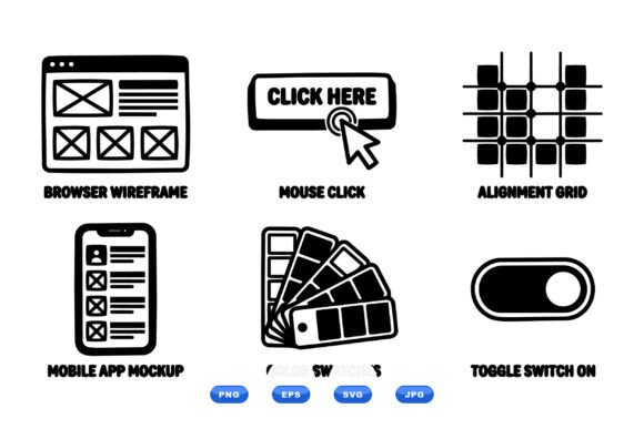 UI Wireframe Icon SVG Pack: Graphics for Crafts & Creative Design