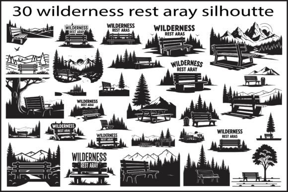 Wilderness Rest Area Bench Silhouette Graphics