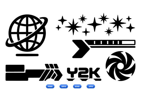 Y2K Space Icon SVG Pack: Graphics for Crafts & Local Branding